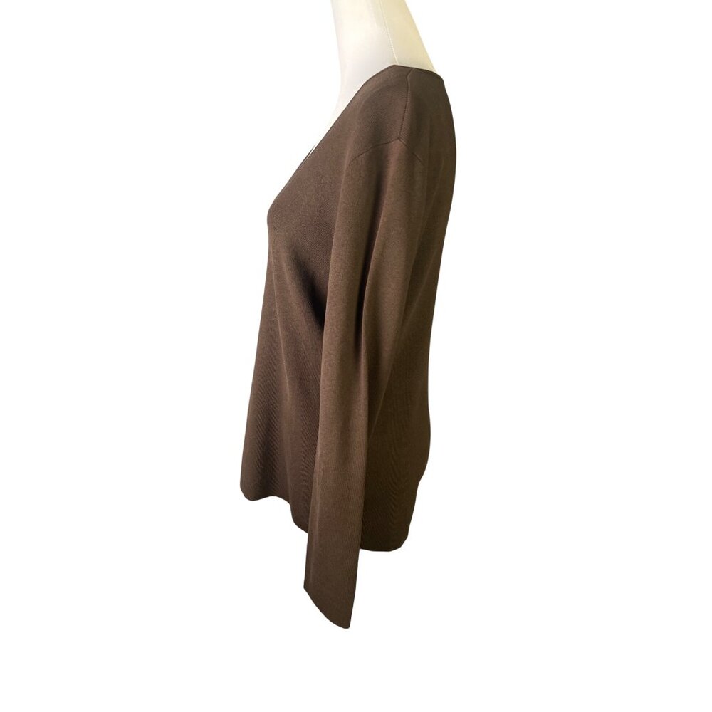 Chico's Brown V-Neck Long Sleeve Knit Top Pullover Sweater size M - Picture 3 of 8